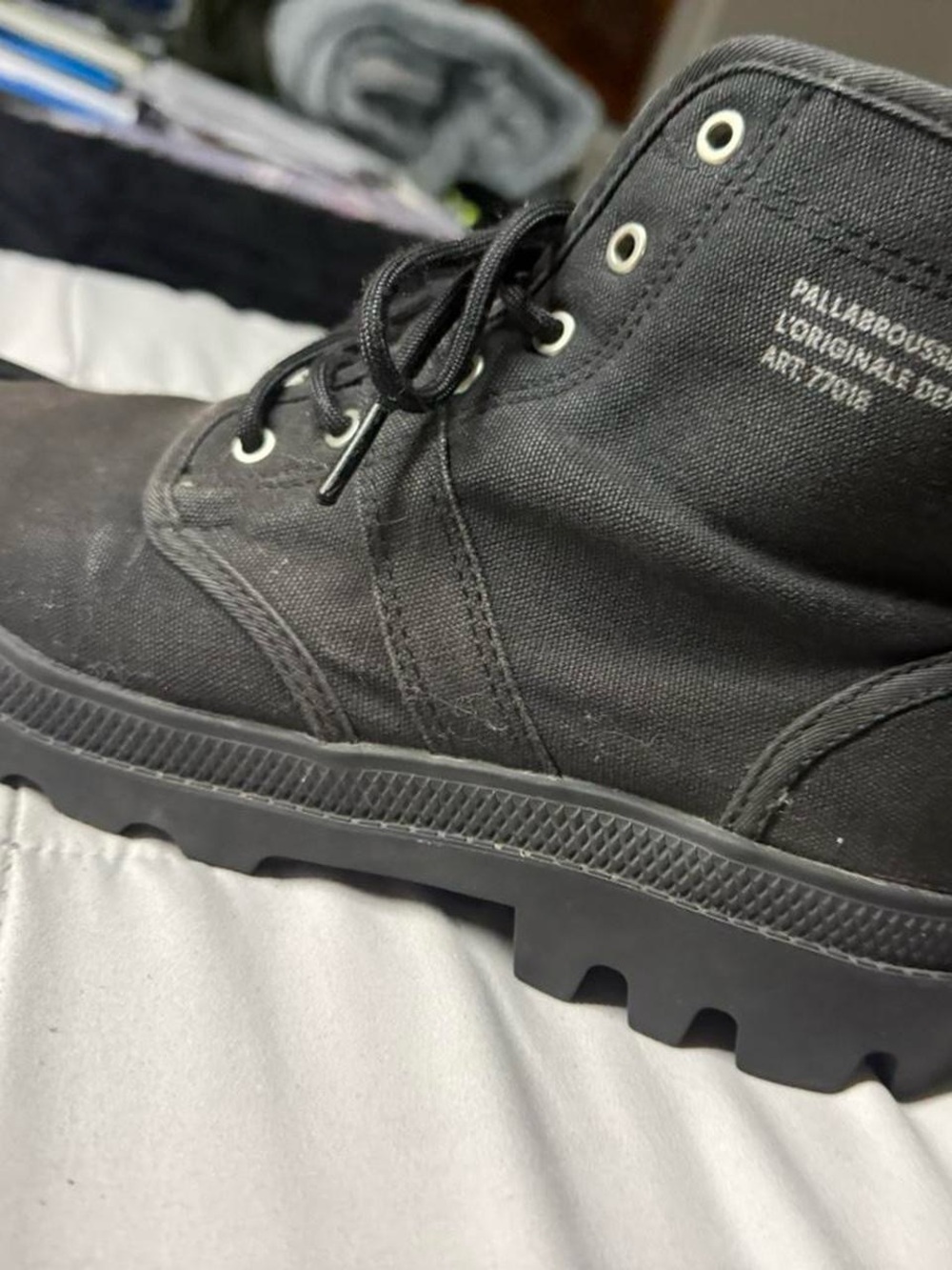 Palladium Black Canvas Lace-Up Rugged Ankle Boot